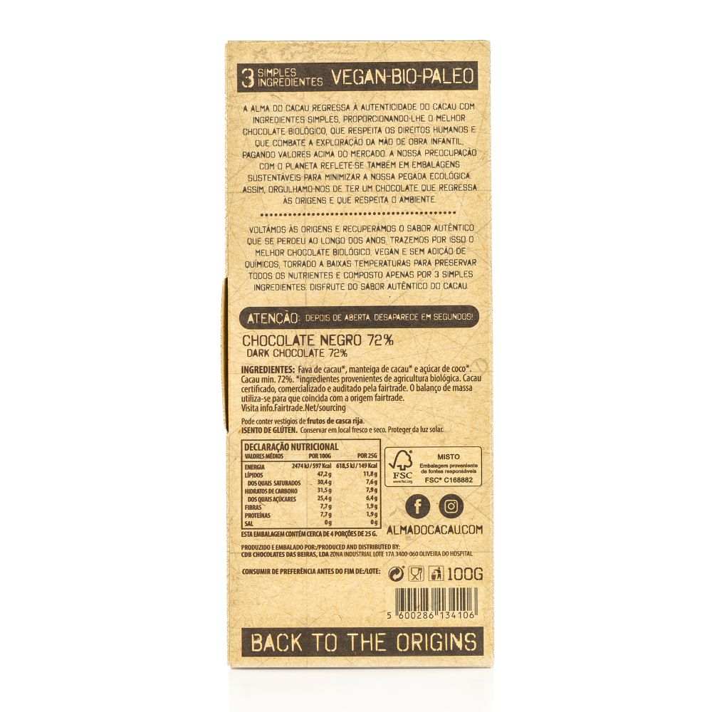 Chocolate Negro BIO 72% 100g image number null