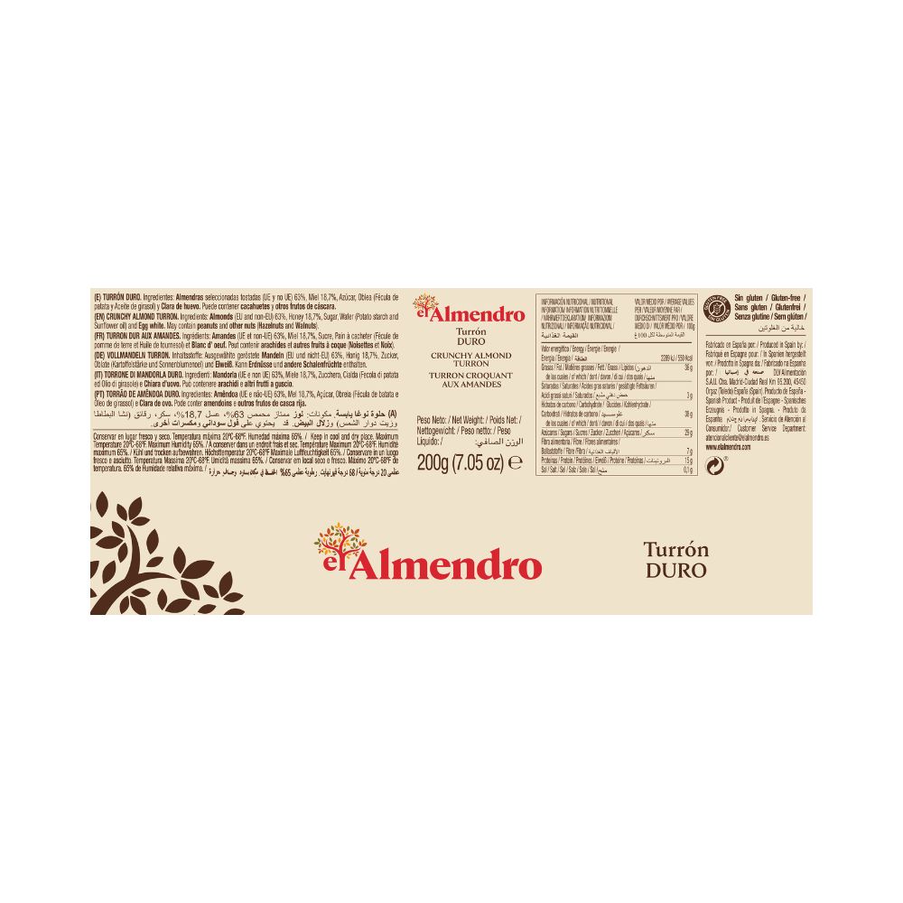 Turr&oacute;n Duro Crunchy Almond 200gr image number null
